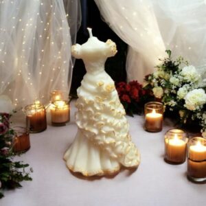 ✨ Vela Artesanal Vestido de Novia Oro