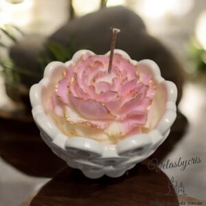 ✨ Vela Peonía Eterna Rosa y Blanca