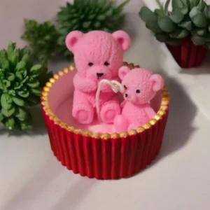 ✨ Vela artesanal – Ositos rosado